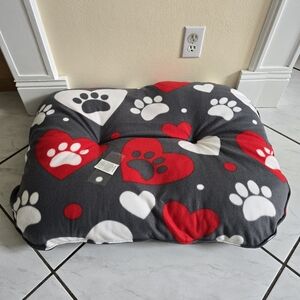 Dof Bed with Red and White Heart Paw Print New Handmade